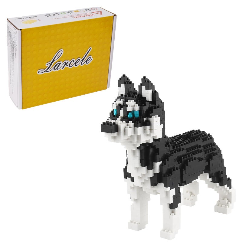 Larcele Micro Husky Dog Building Blocks Super Mini Pet Building Toy Bricks, 950 Pieces KLJM-02 (Husky) - Image 1